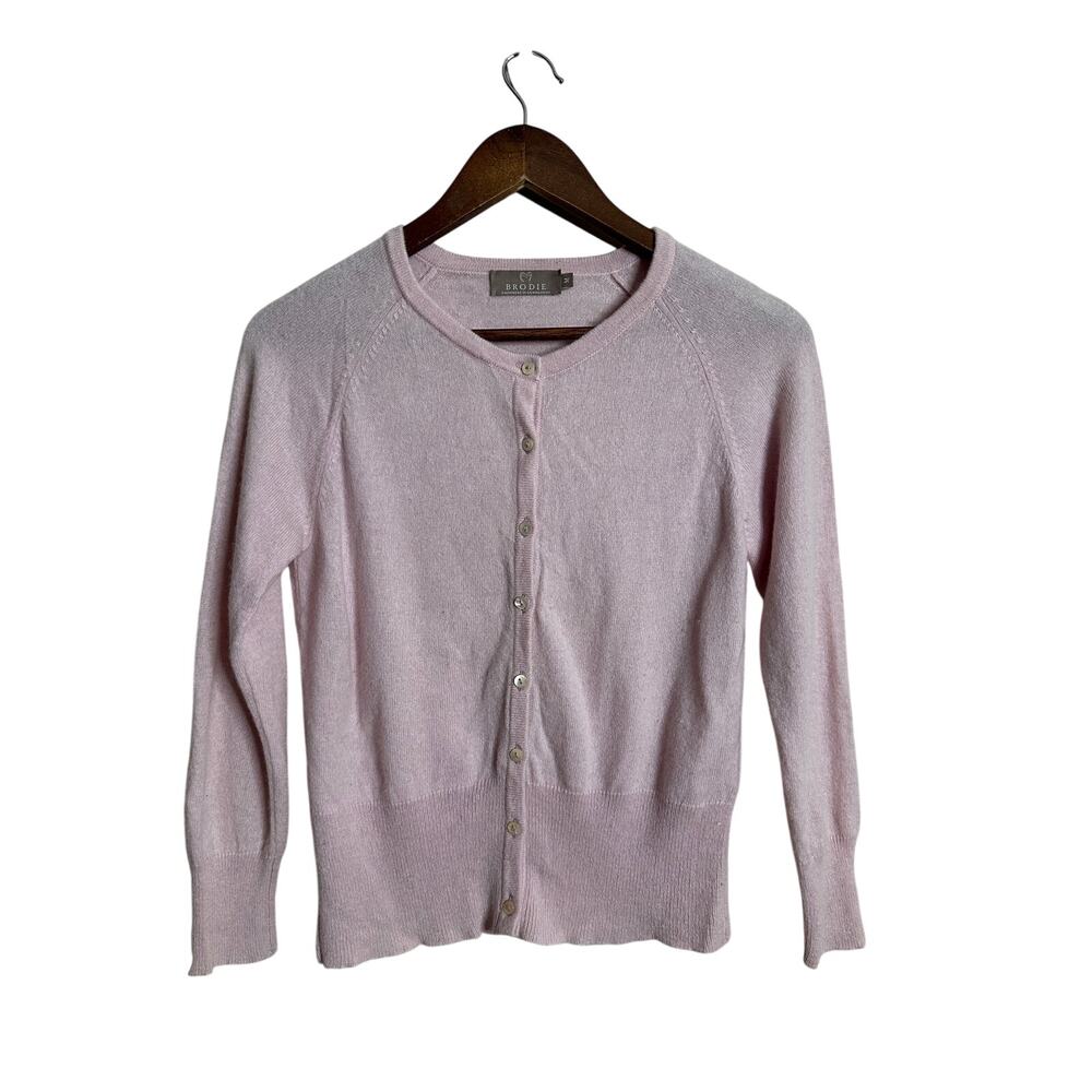 Brodie Cashmere 100% Cashmere Blush Pink Wide Ribbed Waistband Womans M